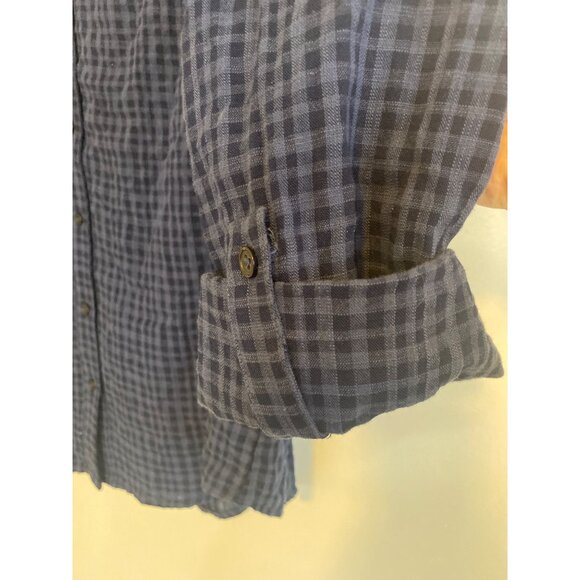NWT Kim Rogers Women’s Navy Blue Plaid Blouse W/ Roll-Tab Sleeves Size XXL - Picture 4 of 5